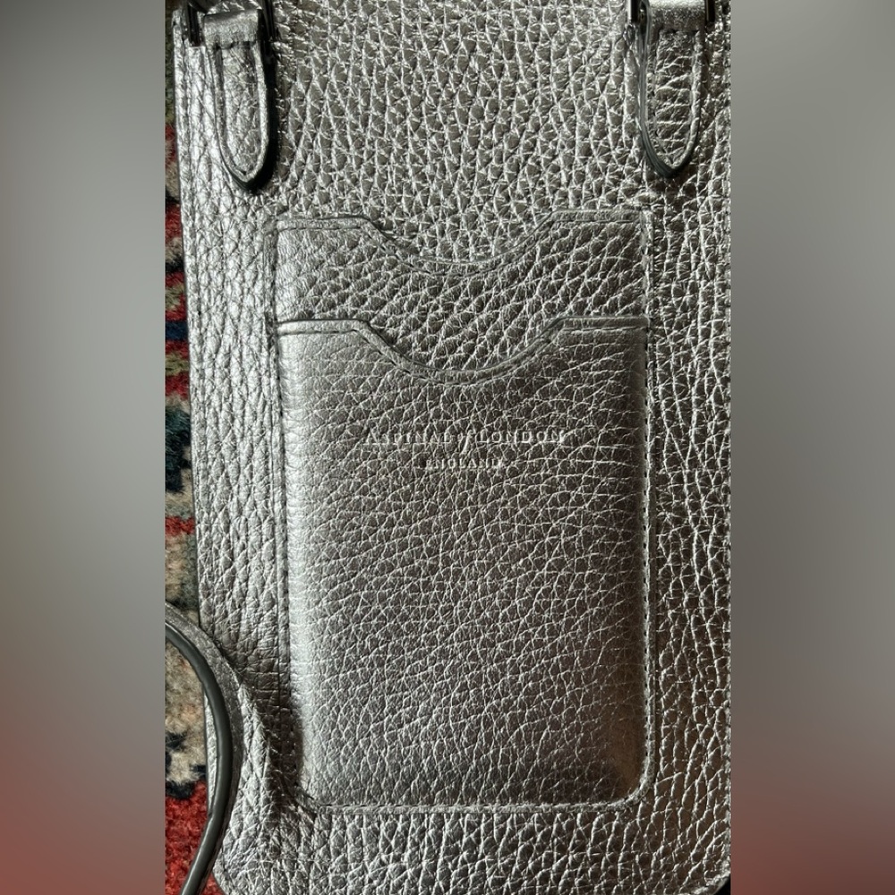 Metallic Silver Crossbody Phone Card Holder - Picture 3 of 5